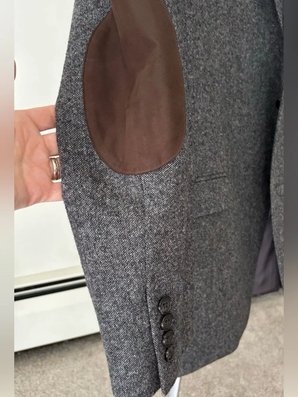 Lauren Ralph Lauren Charcoal Gray Sport Coat with Brown Elbow Patches